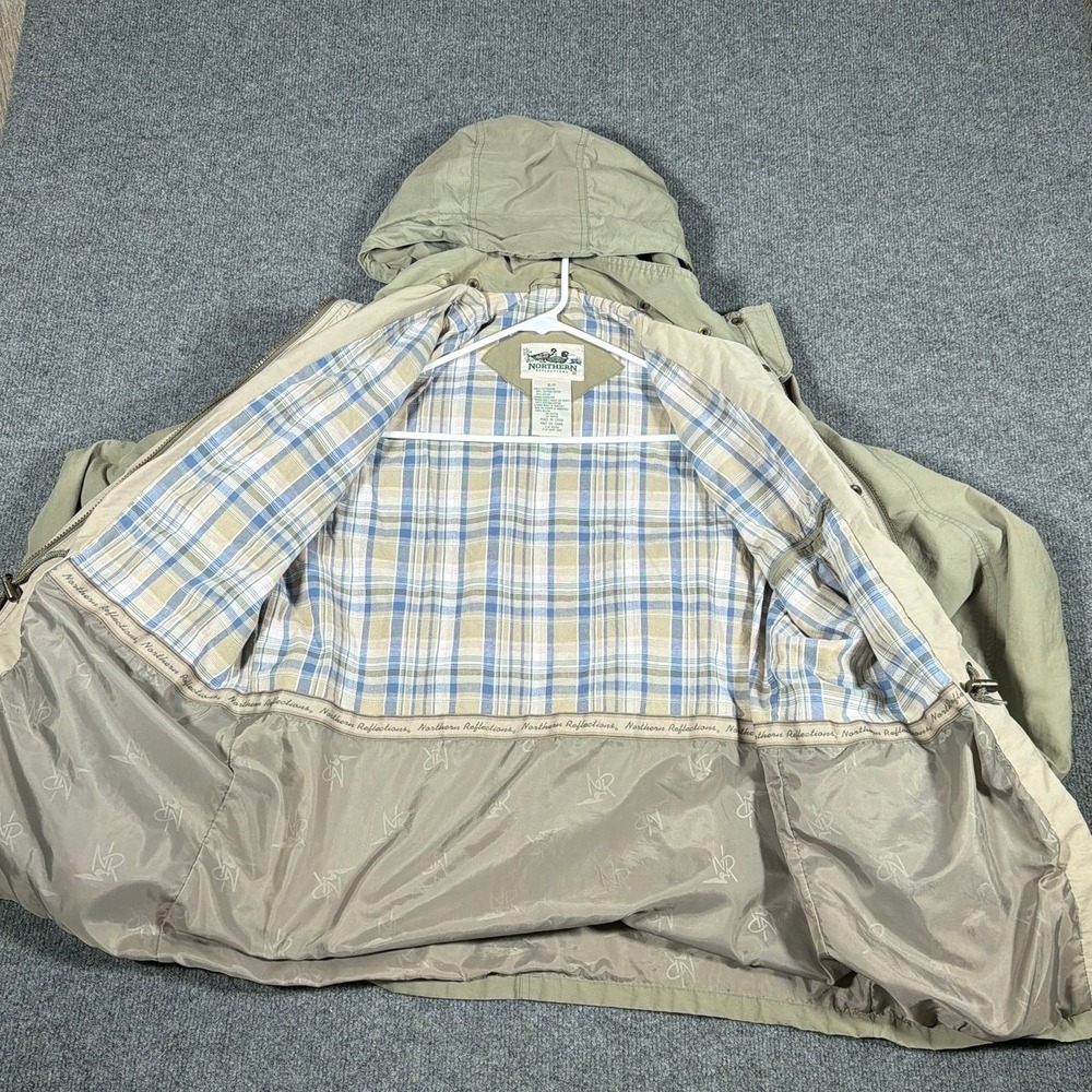 Northern Reflections Field Jacket Mens Small Vintage Khaki Tan Hooded Utility - Picture 6 of 15